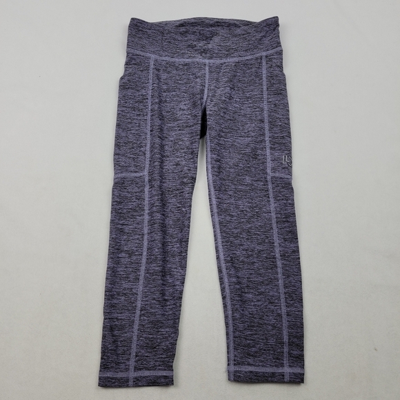 LLD heathered purple capri tights leggings with cell phone pockets - Picture 1 of 5